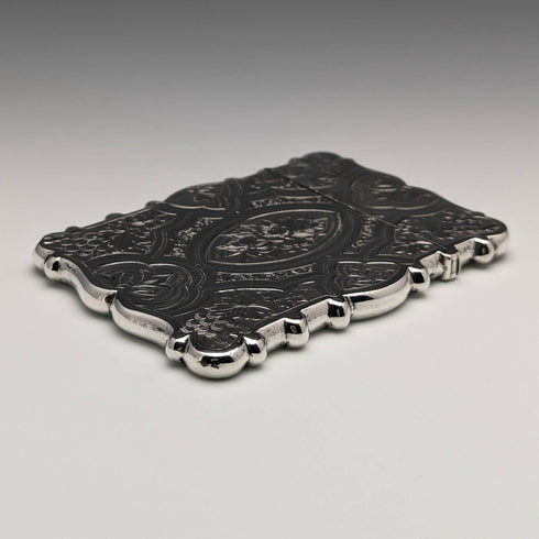 1871 British antique sterling silver card case 59g GEORGE UNITE